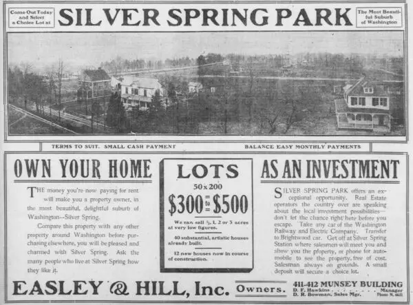 1907 advertisement for Silver Spring Park