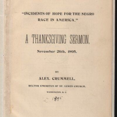 A Thanksgiving Sermon, Alexander Crummell