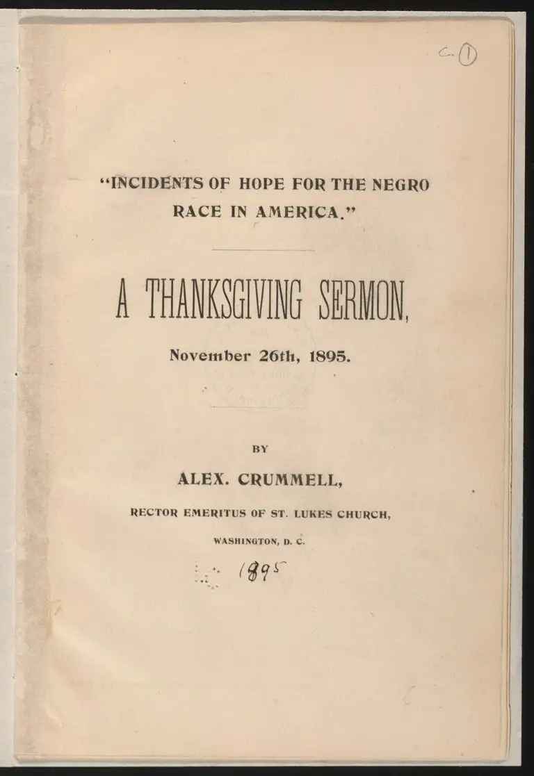 A Thanksgiving Sermon, Alexander Crummell