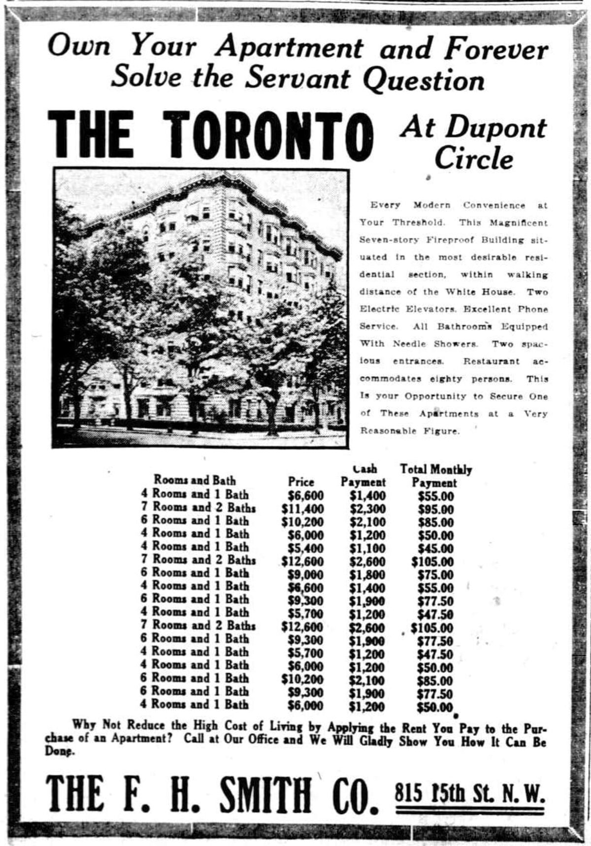 Living Off Dupont Circle for $45/Month in 1920: The Toronto Story