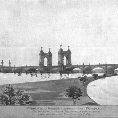 A 1901 design for the memorial bridge by Edward P. Casey and William H. Burr, accepted by the Secretary of War but never constructed.