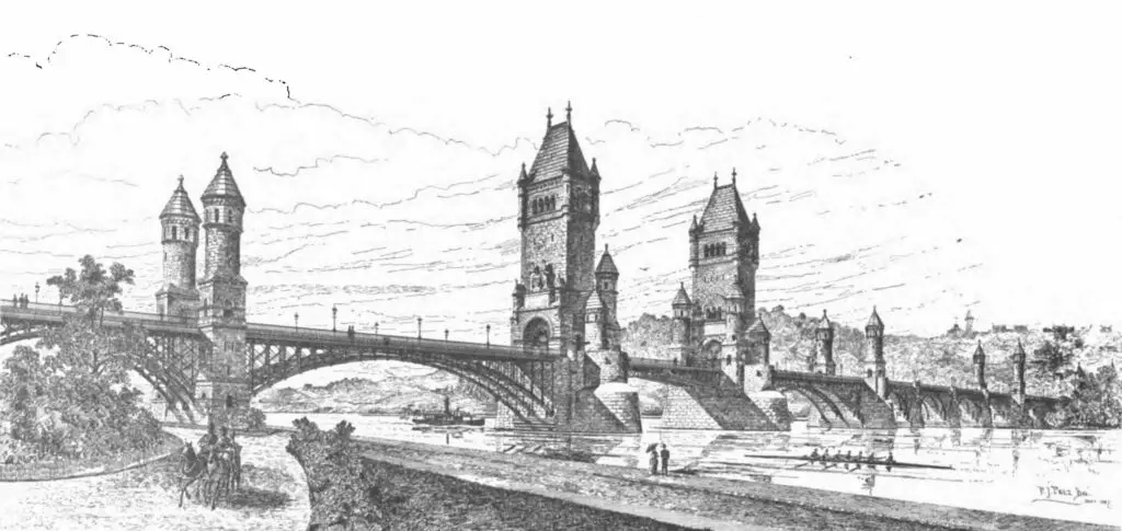 An early 1887 design for the memorial bridge across the Potomac River, by Paul J. Pelz.