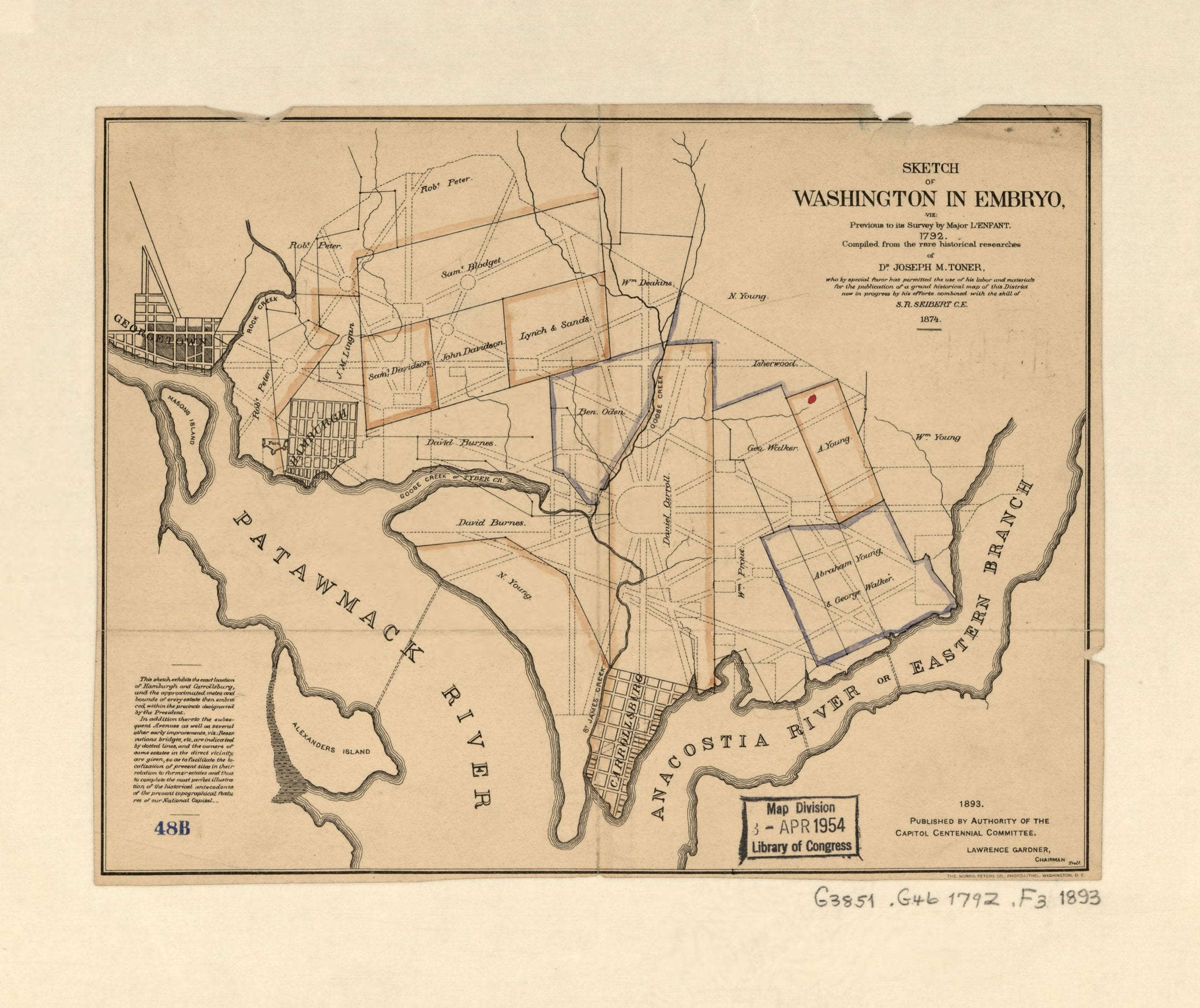 map of original land owners for city of Washington