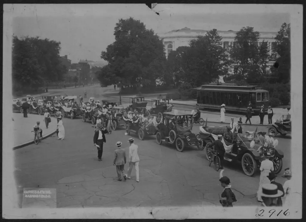 Procession Summer 1913. Delegation Coming in from Hyattsville to present petition from all parts of the U.S