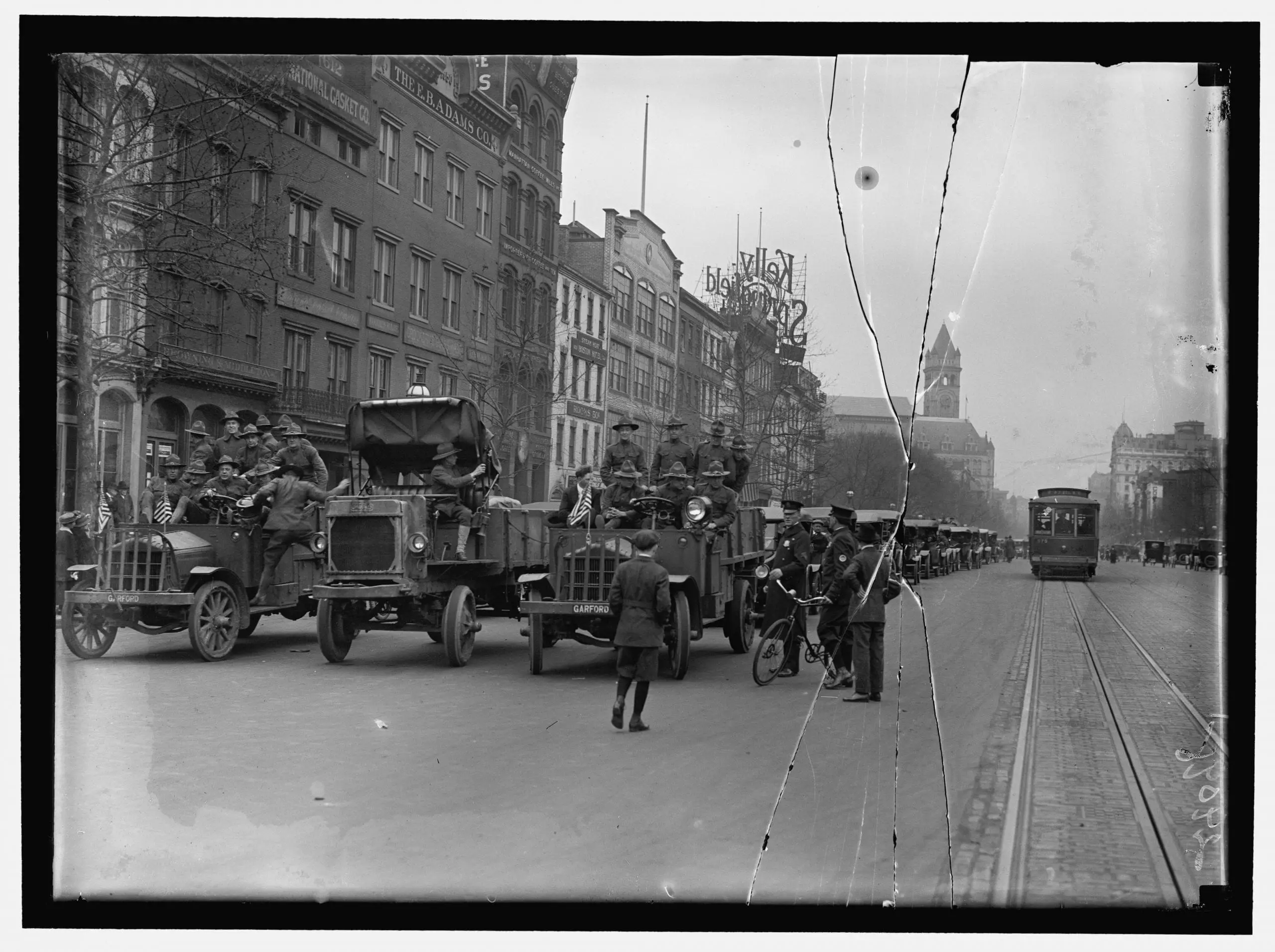 military trucks on Pennsylvania Avenue