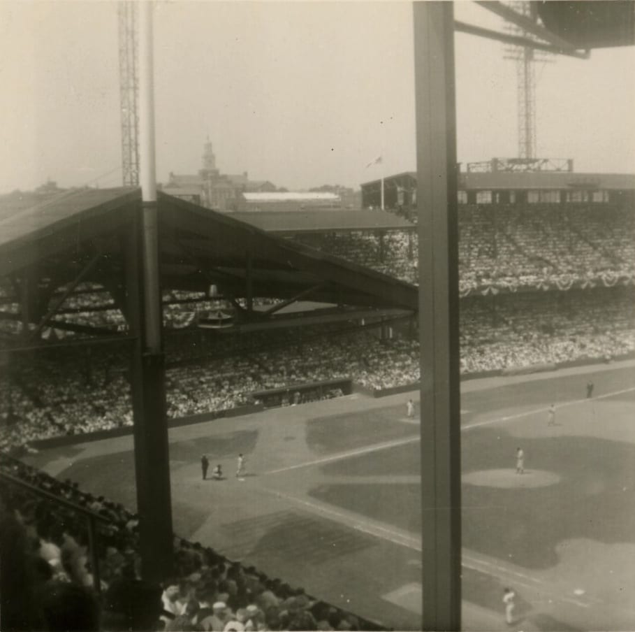 View from stands w/ Howard University in background (1950s)