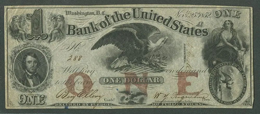 Bank of the United States - $1 bill (1852)