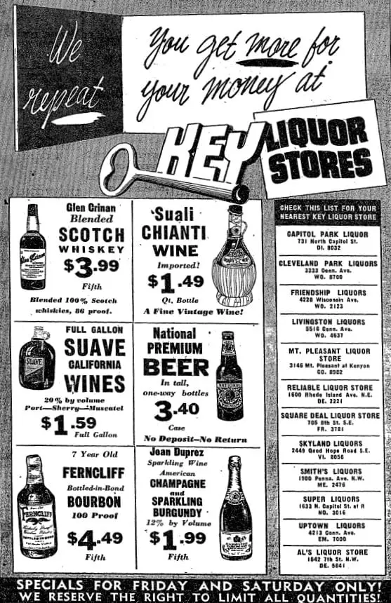 liquor store advertisement 1948