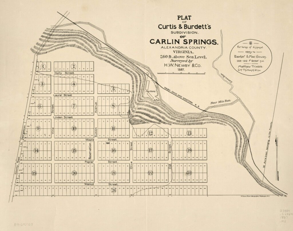 Plat of Curtis & Burdett's subdivision of Carlin Springs, Alexandria County, Virginia : 260 ft. above sea level