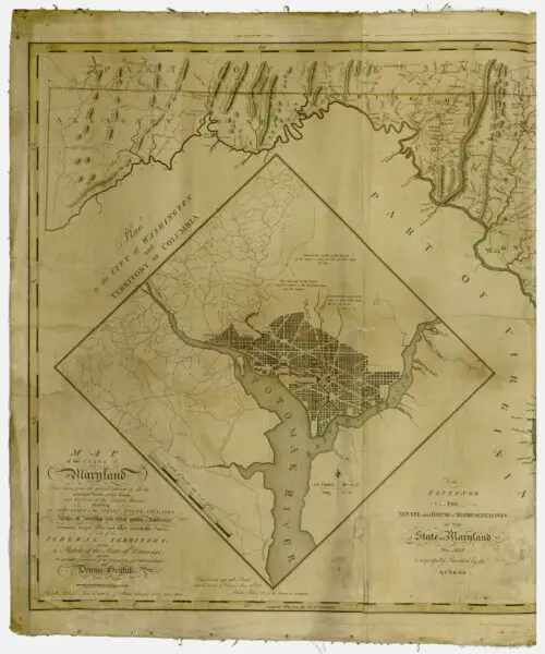 A Rare 1795 Map of the Territory of Columbia and the City of Washington