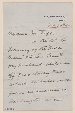Letter from Yei Theodora Ozaki to Mrs. William Howard Taft