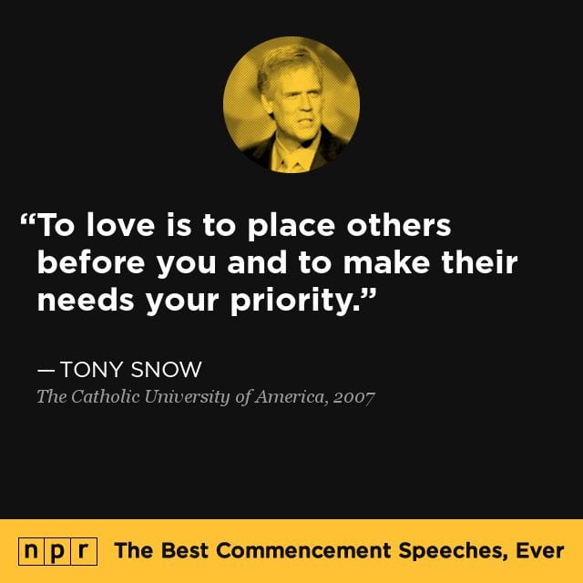 Tony Snow Commencement Address at The Catholic University of America, source NPR