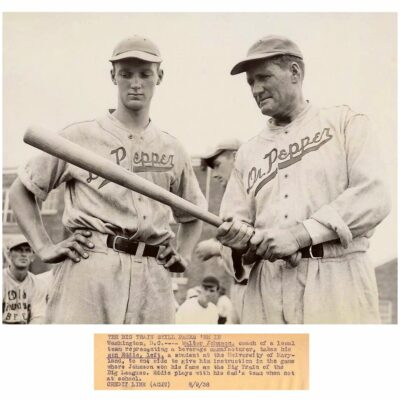 Walter Johnson and his son Eddie in 1938