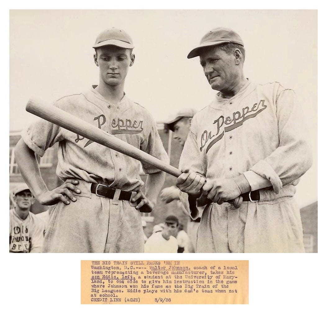 Walter Johnson and his son Eddie in 1938