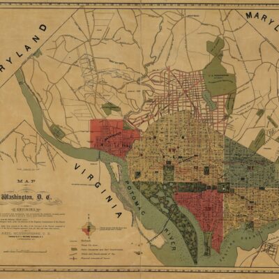 Map of Washington, D.C., and environs : with marginal numbers and measuring tape attachment for instantly locating points of interest within a radius of twenty miles from the Capitol /