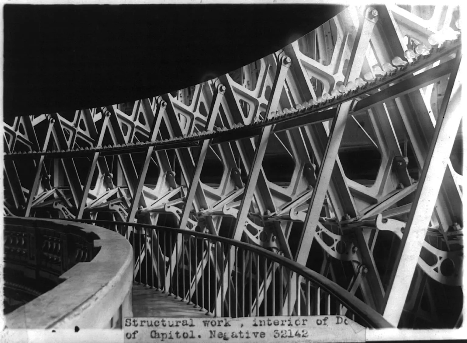 .S. Capitol interiors: detail of structural work of dome interior