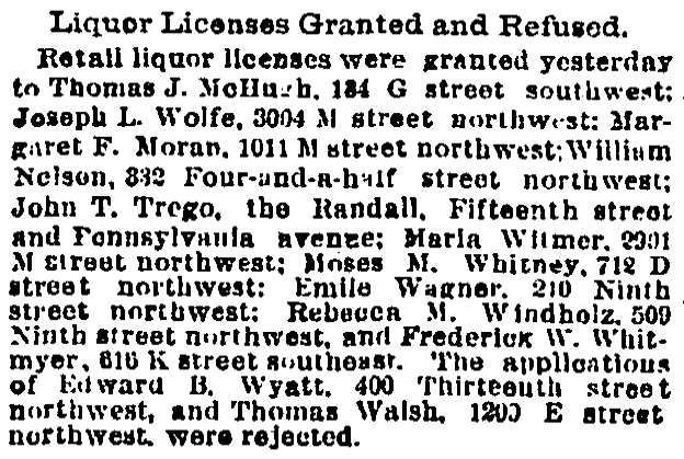 1893 liquor licenses granted - Washington Post