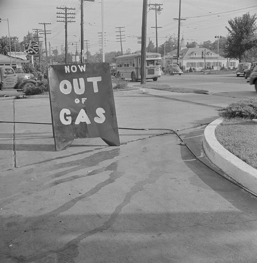 Washington, D.C. This sign appeared at one upper Wisconsin Avenue gas station by 8:30 a.m.