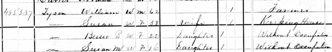 William Tyson household in the 1880 U.S. Census