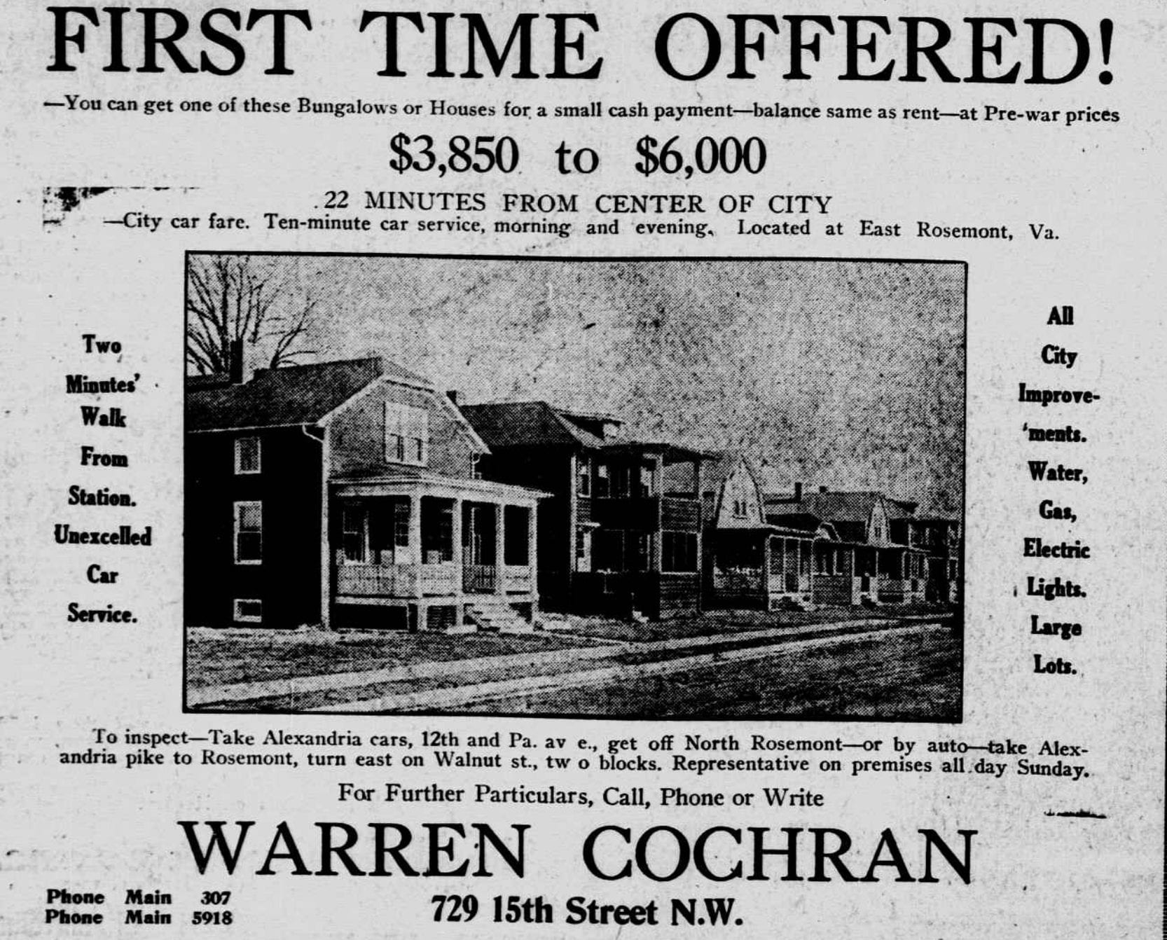 Alexandria real estate advertisement (1920)