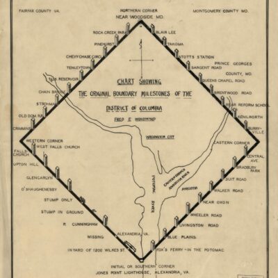 1906 map showing the original boundary milestones of the District of Columbia