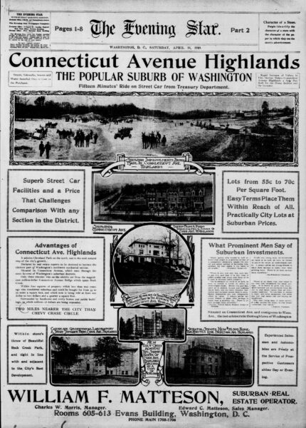 Connecticut Avenue Highlands advertisement in 1910