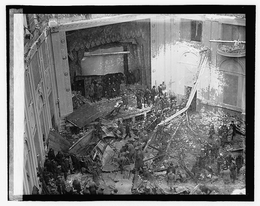 The collapsed roof of the Knickerbocker, 1922