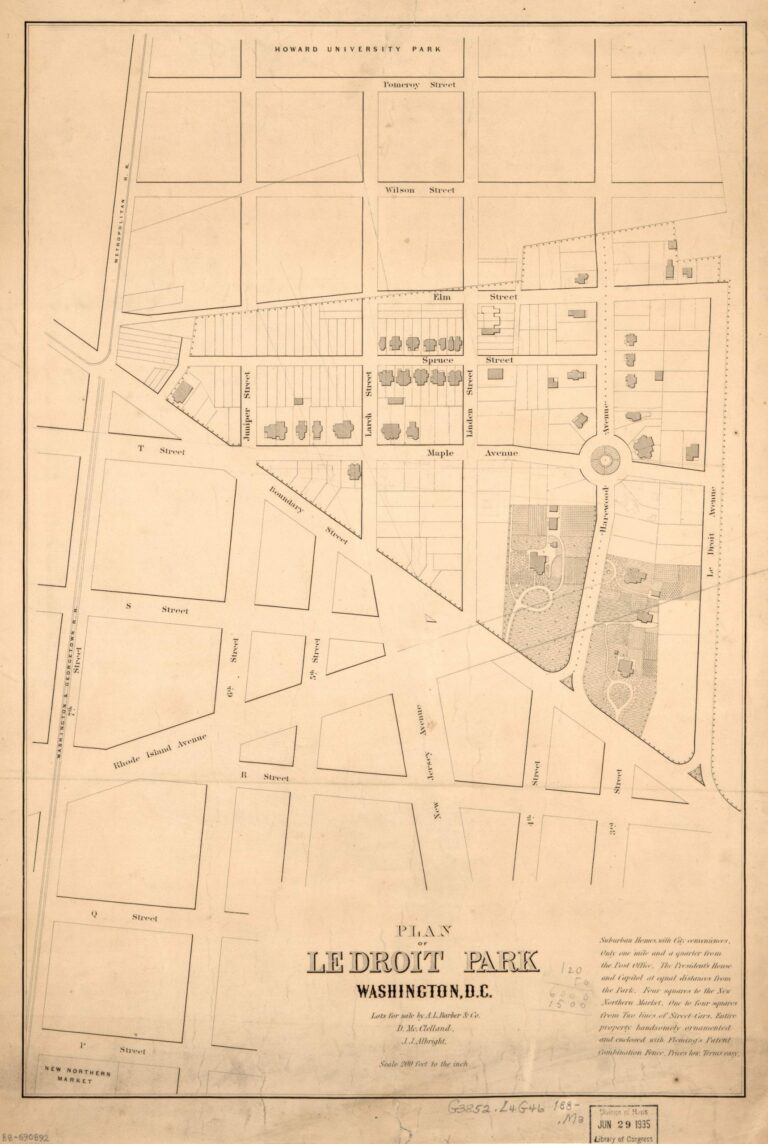 Plan of LeDroit Park in 1880