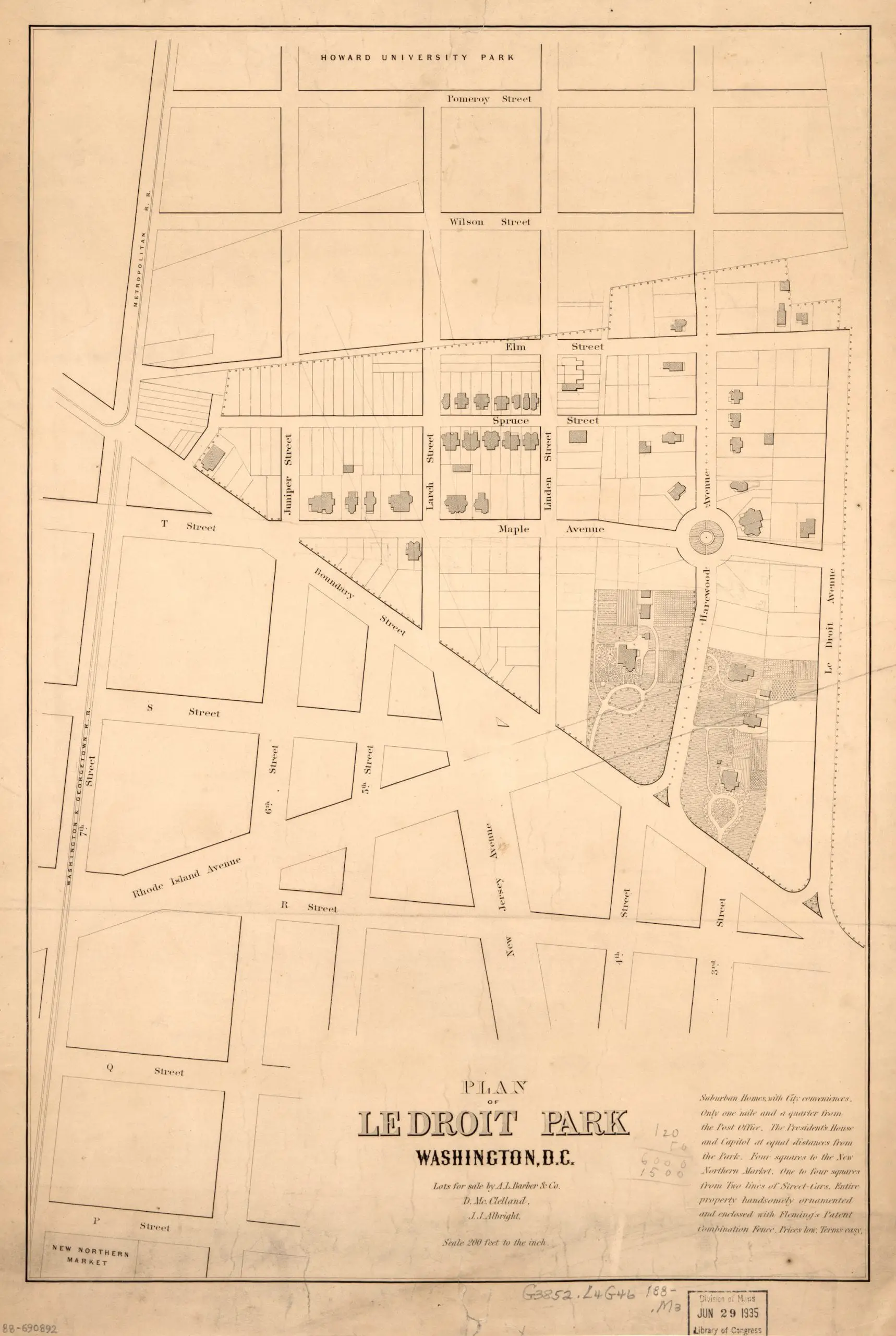 Plan of LeDroit Park in 1880