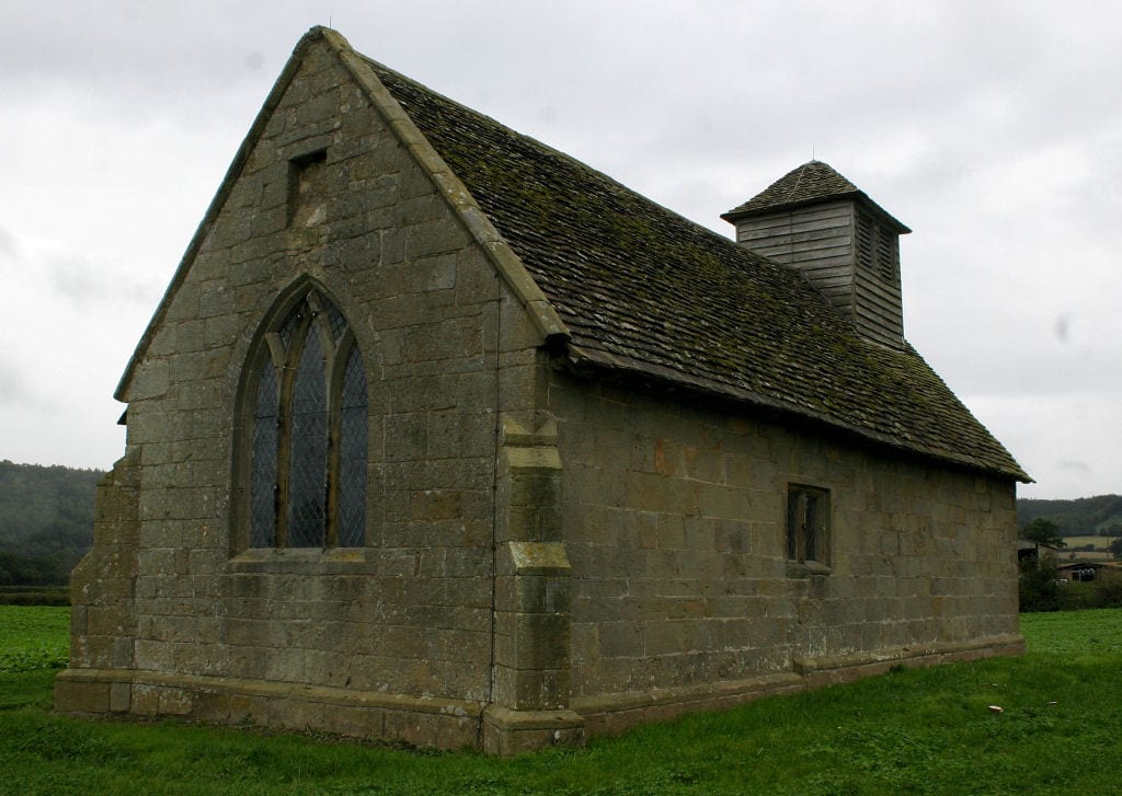 Exterior of Langley Chapel in Shropshire, England (Wikipedia)