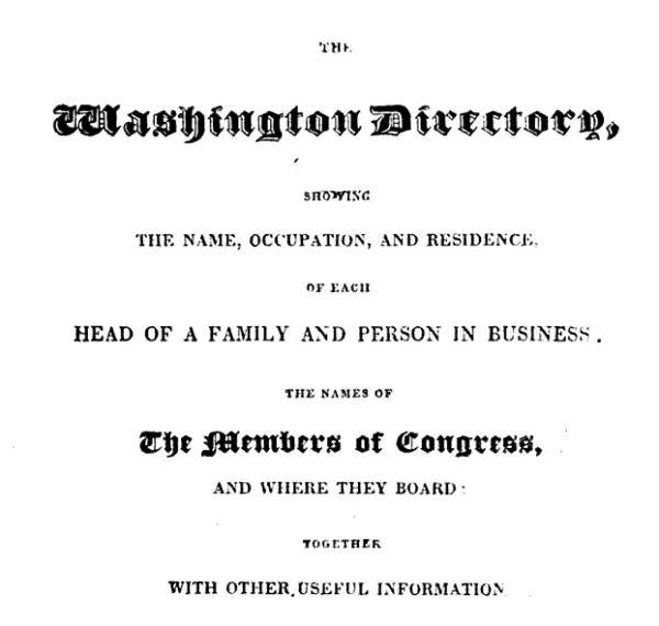 The Washington Directory - 1822