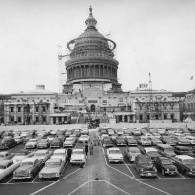 Capitol Building and a lot of cars parked in front of it in the 1960s