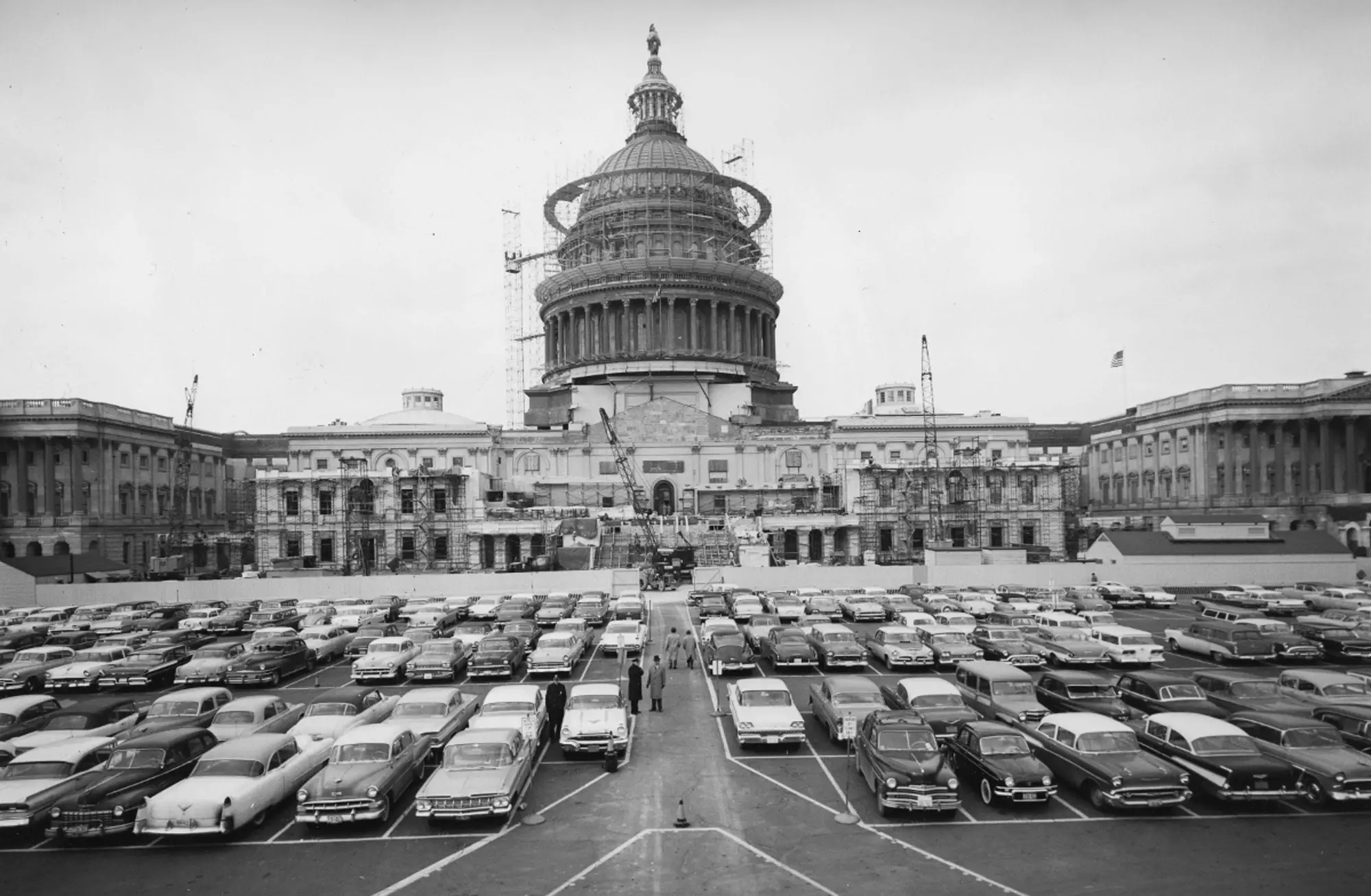 Capitol Building and a lot of cars parked in front of it in the 1960s
