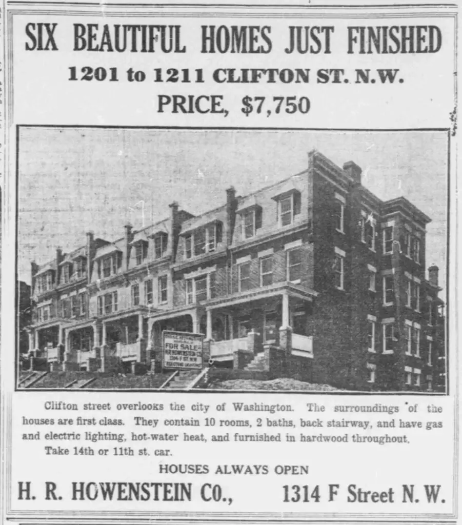 Advertisement for 1201 Clifton St. NW