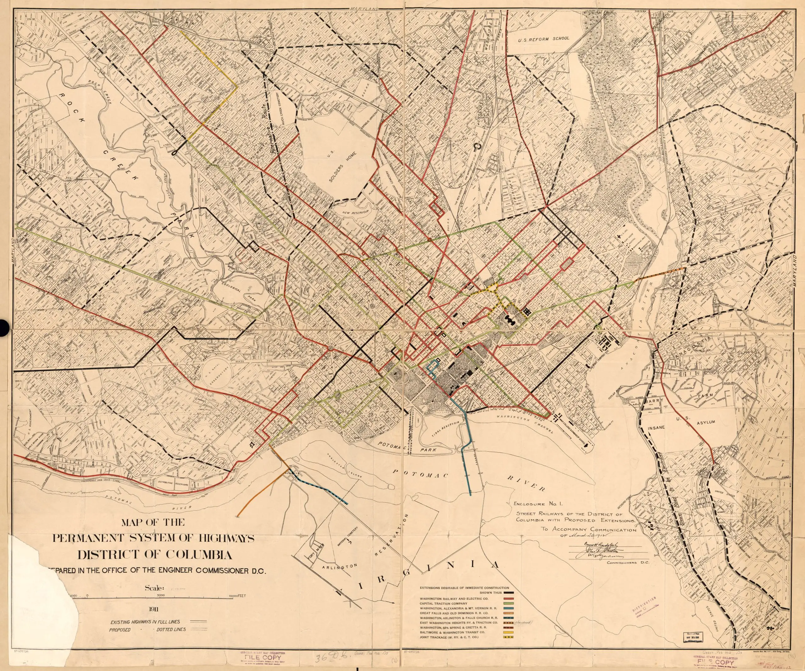 Street railways of the District of Columbia with proposed extensions : to accompany communication of March 20, 1912.