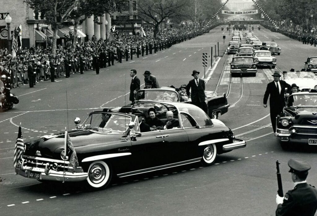 Queen Elizabeth and President Eisenhower in 1957