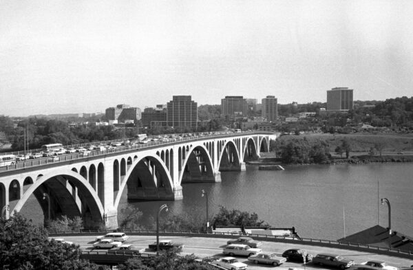 View of Rosslyn over the Key Bridge in 1964