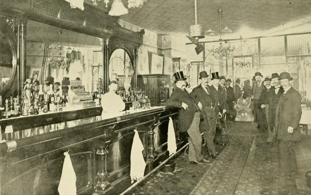 At the bar at Warwick's Cafe, 13th St., NW near Pennsylvania Ave., 1894
