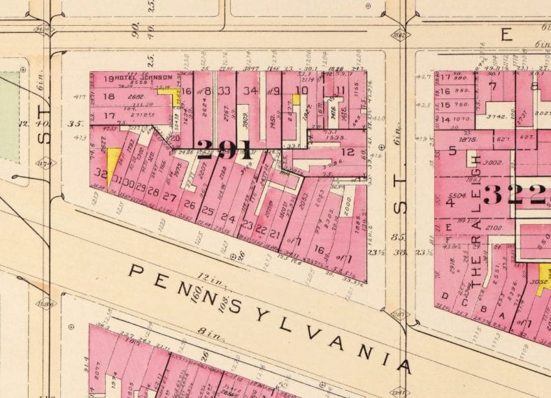 1903 map of 13th and Pennsylvania Ave.