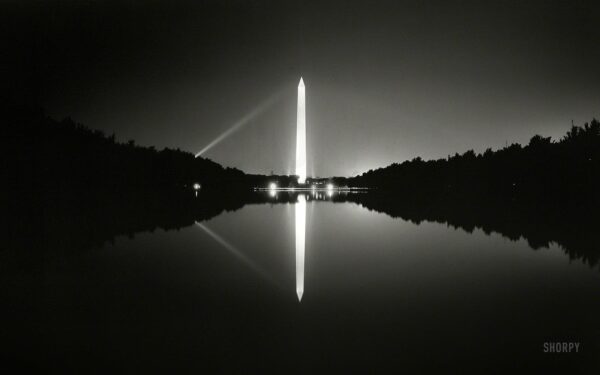 The nation's capital circa 1933. "View of Washington Monument at night in Reflecting Pool." 5x7 nitrate negative by Theodor Horydczak.