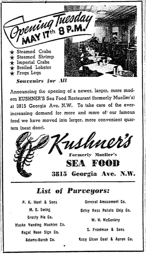 Kushner's advertisement in 1938