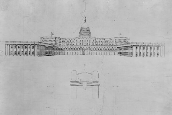 Architectural drawing for alterations to the U.S. Capitol, Washington, D.C. West elevation Summary