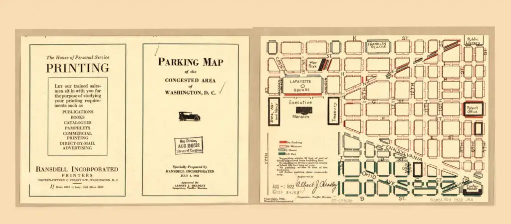Parking map of the congested area of Washington, D.C. (1922)