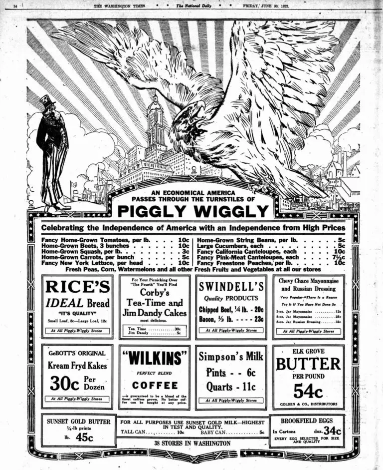 Piggly Wiggly advertisement in 1922
