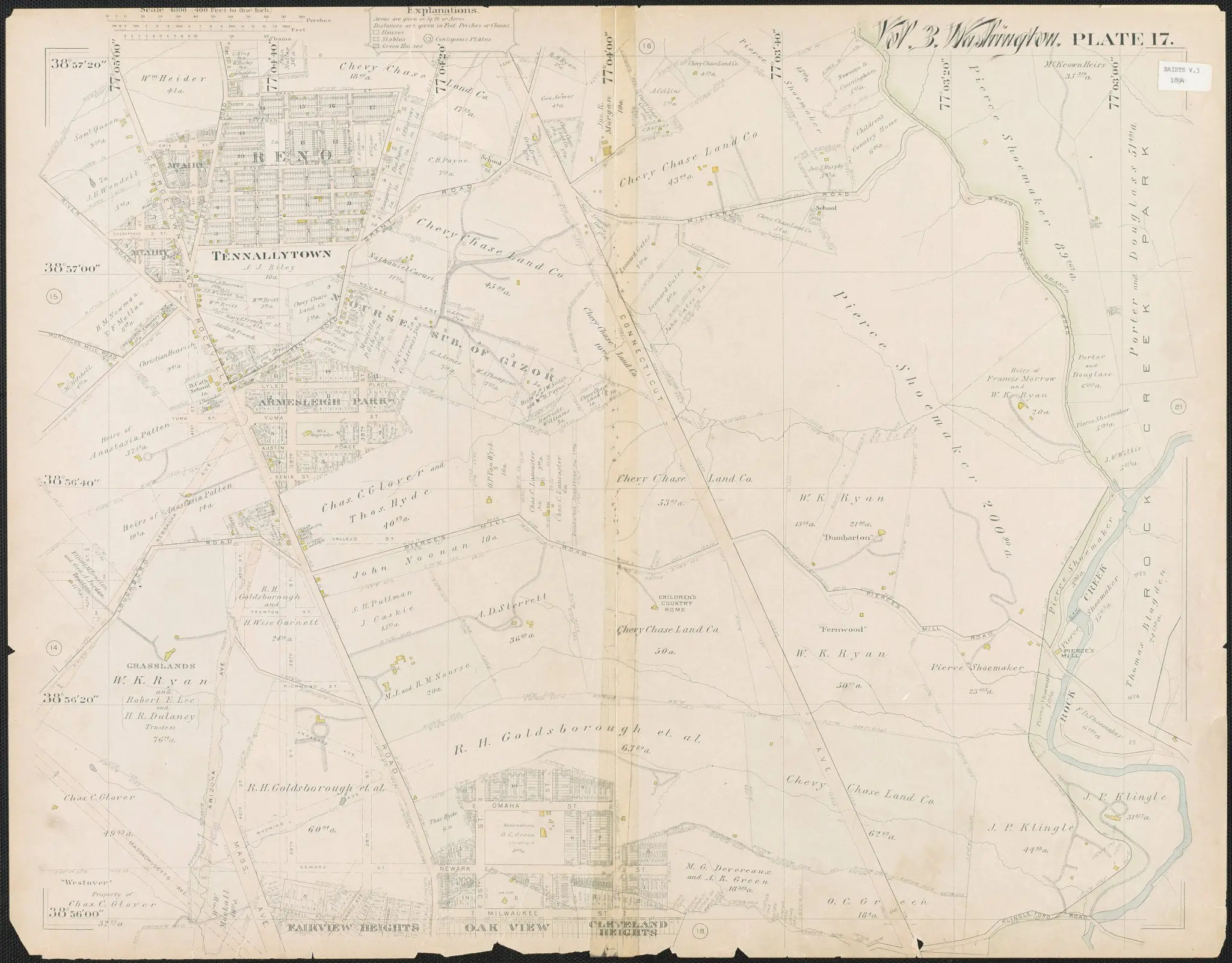 1894 map of Tennallytown and Reno