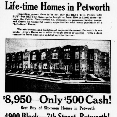 1926 ad for Petworth homes in The Evening Star