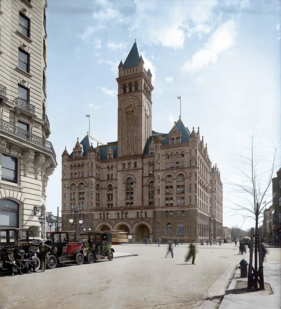 The Post Office building in Washington circa 1911, about the closest the District of Columbia ever came to having a skyscraper. Harris & Ewing.