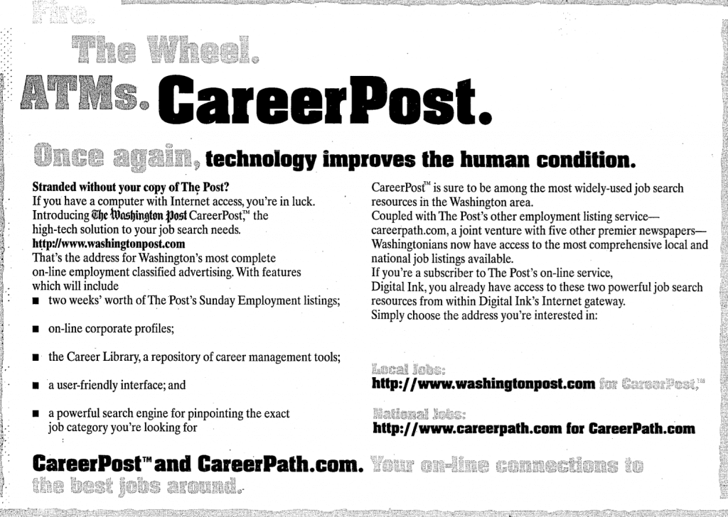 Washington Posts' CareerPost - washingtonpost.com - 1996