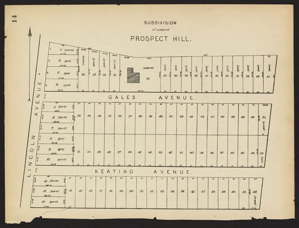 Plate 14. Subdivision of a part of Prospect Hill