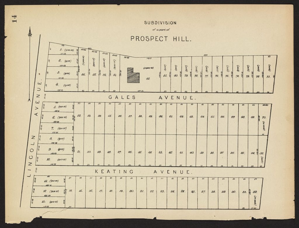 Plate 14. Subdivision of a part of Prospect Hill